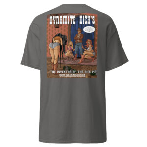 Graphic t-shirt with vintage-style cowgirl design and text.