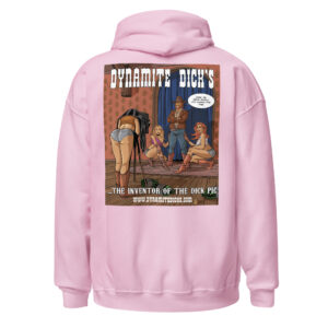 Pink hoodie featuring a vintage-style illustration of three Native American chiefs.