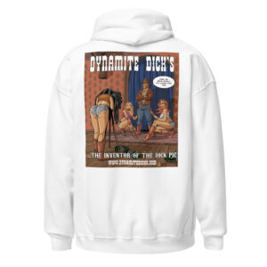 White hoodie with vintage-style African American jazz musicians print.